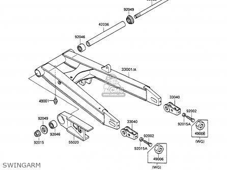 SWINGARM - ZX600C3 GPX600R 1990 EUROPE UK FR FG