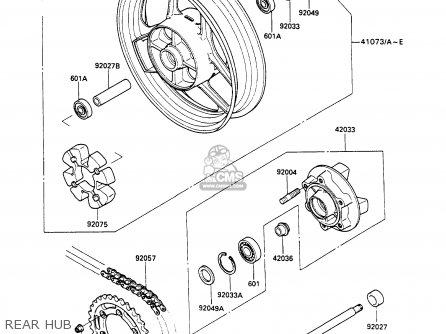 REAR HUB - ZX600C3 GPX600R 1990 EUROPE UK FR FG