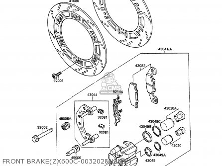 FRONT BRAKE(ZX600C-003202&NAMI.) - ZX600C3 GPX600R 1990 EUROPE UK FR FG