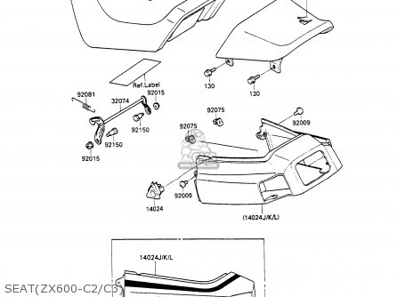 SEAT(ZX600-C2/C3) - ZX600C3 GPX600R 1990 EUROPE UK FR FG