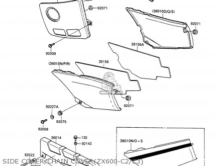 SIDE COVER/CHAIN COVER(ZX600-C2/C3) - ZX600C3 GPX600R 1990 EUROPE UK FR FG