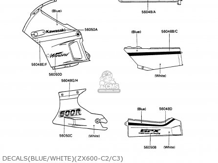 DECALS(BLUE/WHITE)(ZX600-C2/C3) - ZX600C3 GPX600R 1990 EUROPE UK FR FG