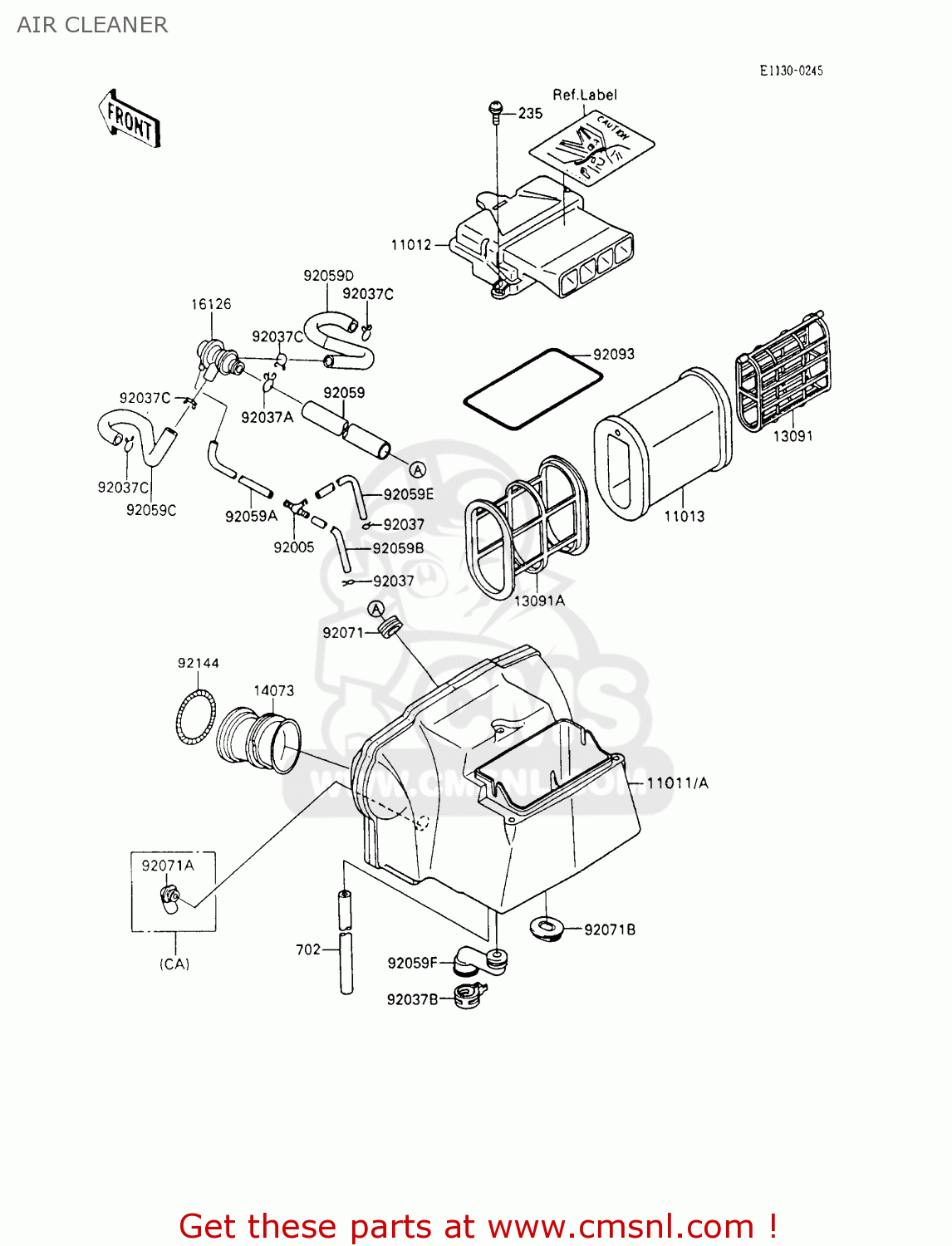 AIR CLEANER ZX600C3 NINJA 600R 1990 USA CALIFORNIA