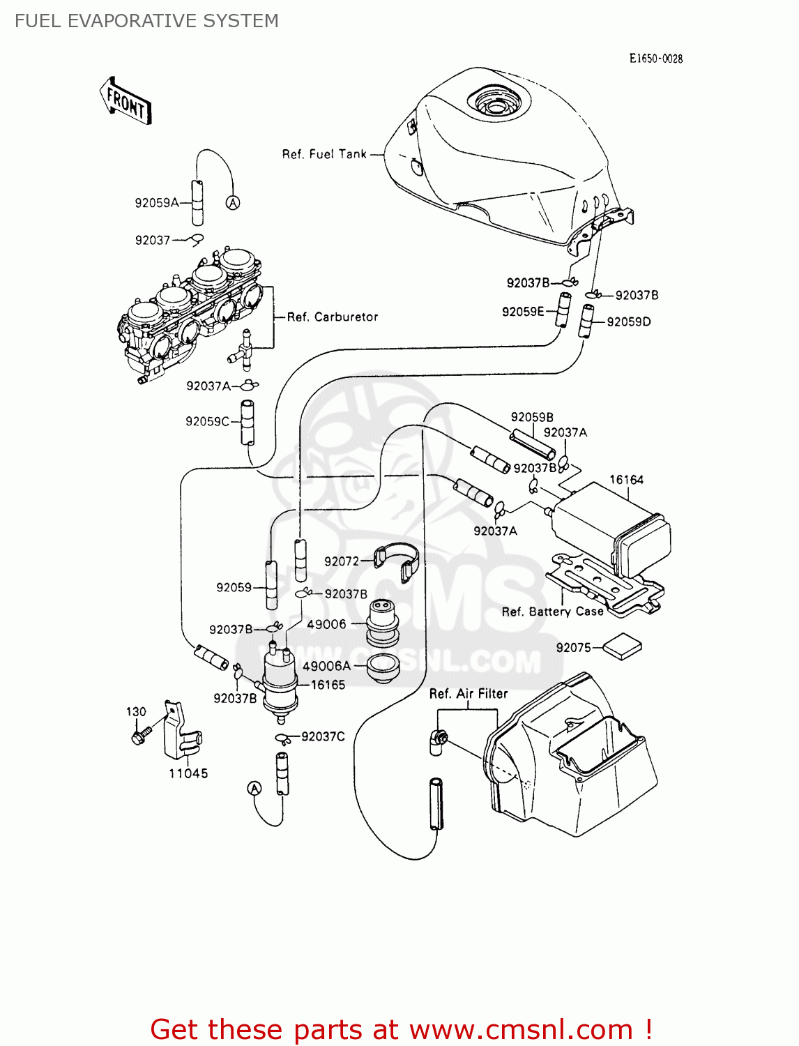 FUEL EVAPORATIVE SYSTEM ZX600C3 NINJA 600R 1990 USA CALIFORNIA