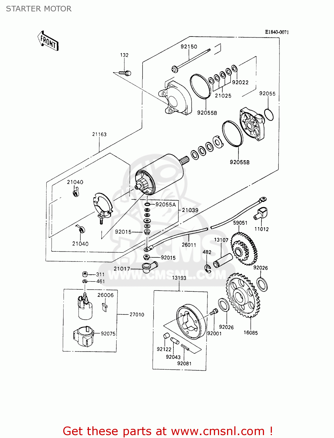 STARTER MOTOR ZX600C3 NINJA 600R 1990 USA CALIFORNIA