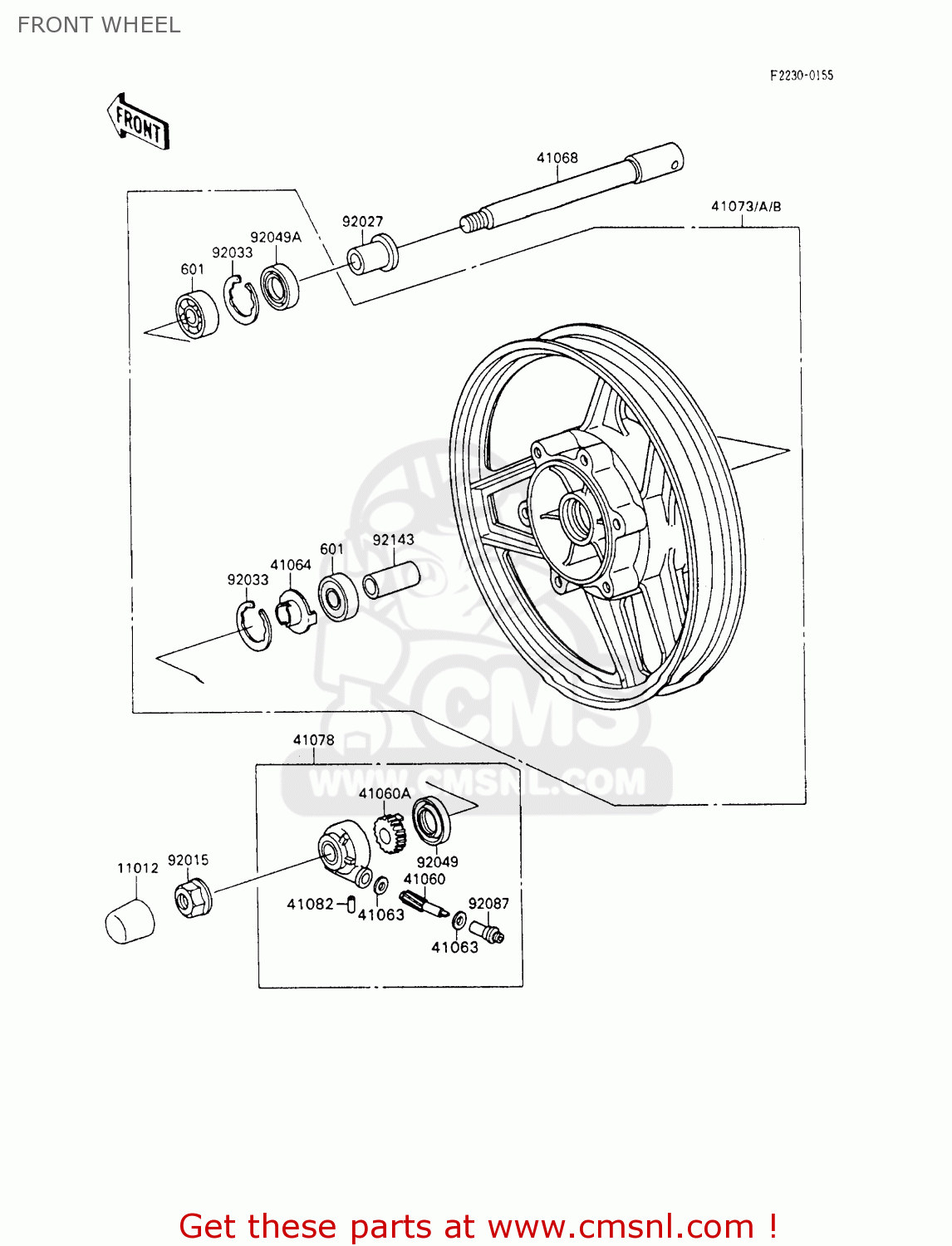 FRONT WHEEL ZX600C3 NINJA 600R 1990 USA CALIFORNIA