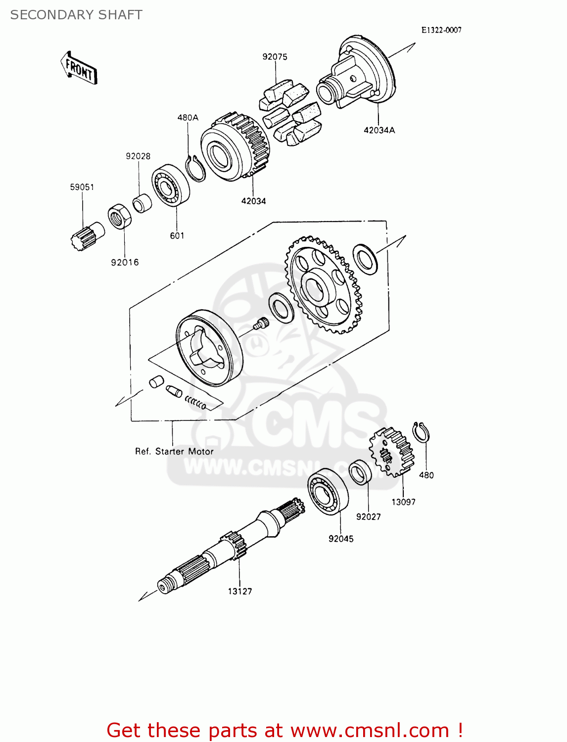 Kawasaki ZX600C4 NINJA 600R 1991 USA CALIFORNIA SECONDARY SHAFT - buy ...