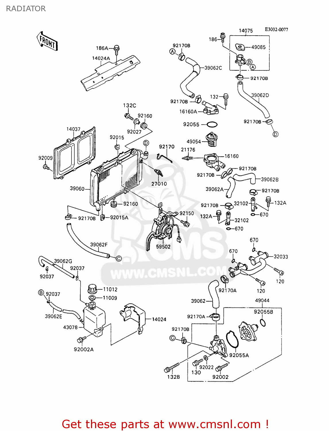 RADIATOR ZX600C4 NINJA 600R 1991 USA CALIFORNIA
