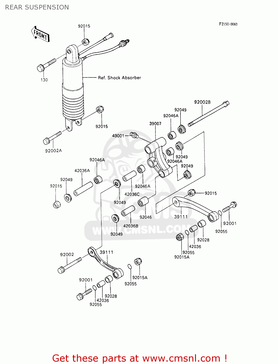REAR SUSPENSION ZX600C4 NINJA 600R 1991 USA CALIFORNIA