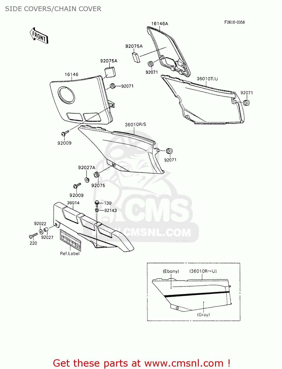 SIDE COVERS/CHAIN COVER ZX600C4 NINJA 600R 1991 USA CALIFORNIA