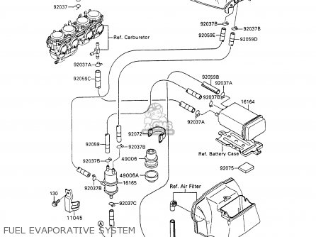 FUEL EVAPORATIVE SYSTEM - ZX600C4 NINJA 600R 1991 USA CALIFORNIA