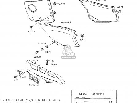 SIDE COVERS/CHAIN COVER - ZX600C4 NINJA 600R 1991 USA CALIFORNIA