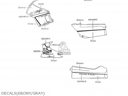 DECALS(EBONY/GRAY) - ZX600C4 NINJA 600R 1991 USA CALIFORNIA