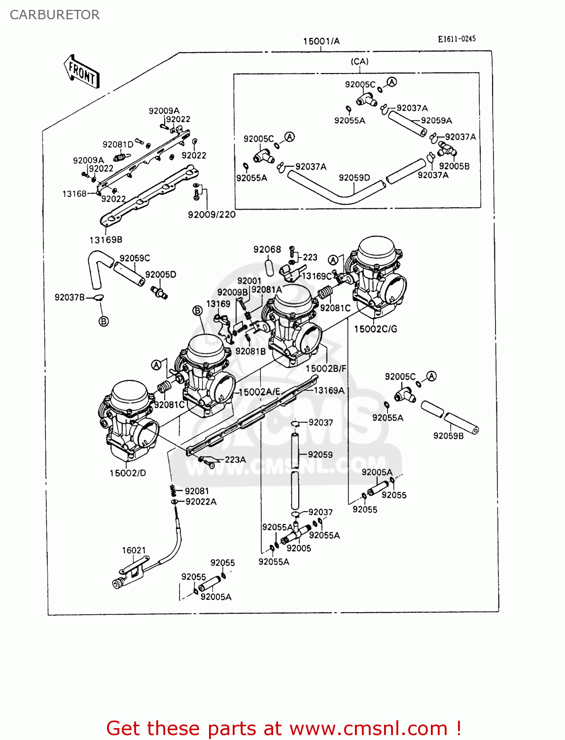 CARBURETOR ZX600C5 NINJA 600R 1992 USA CALIFORNIA