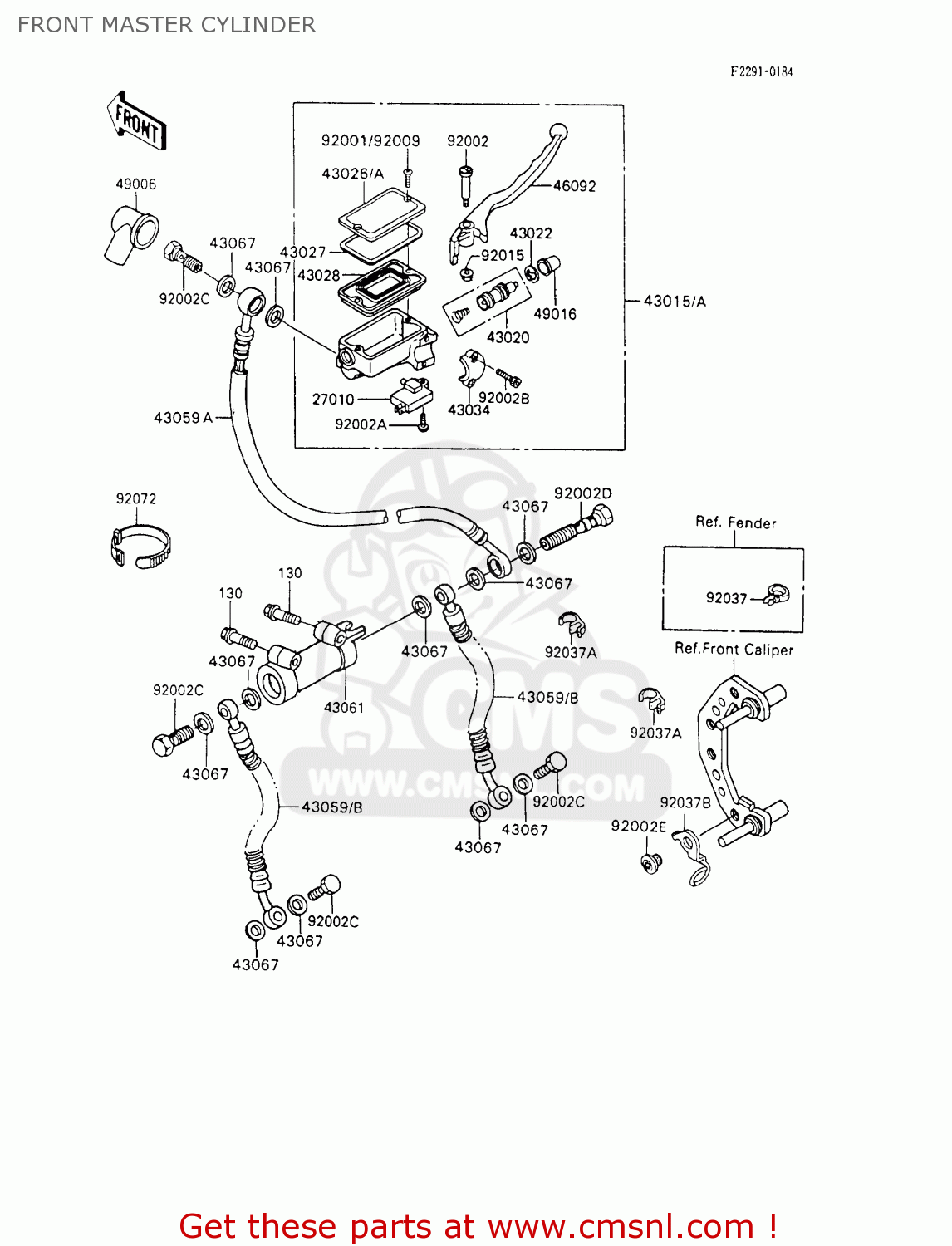 FRONT MASTER CYLINDER ZX600C5 NINJA 600R 1992 USA CALIFORNIA