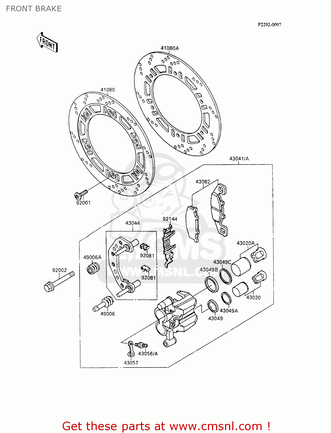 FRONT BRAKE ZX600C5 NINJA 600R 1992 USA CALIFORNIA