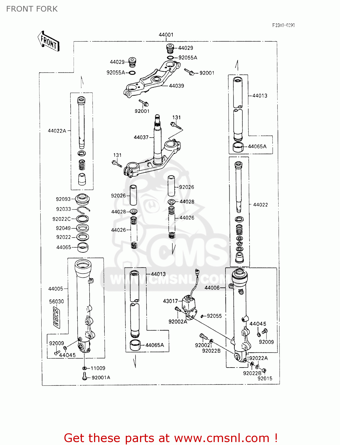 FRONT FORK ZX600C5 NINJA 600R 1992 USA CALIFORNIA