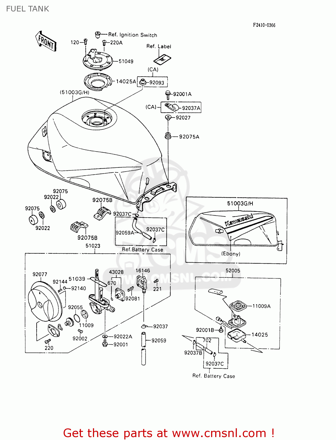 FUEL TANK ZX600C5 NINJA 600R 1992 USA CALIFORNIA