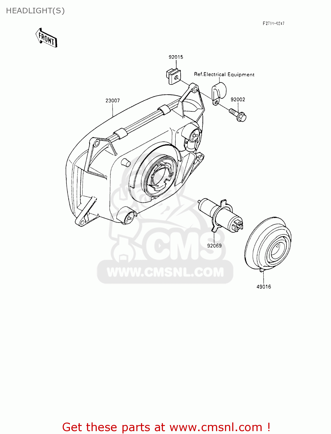 HEADLIGHT(S) ZX600C5 NINJA 600R 1992 USA CALIFORNIA