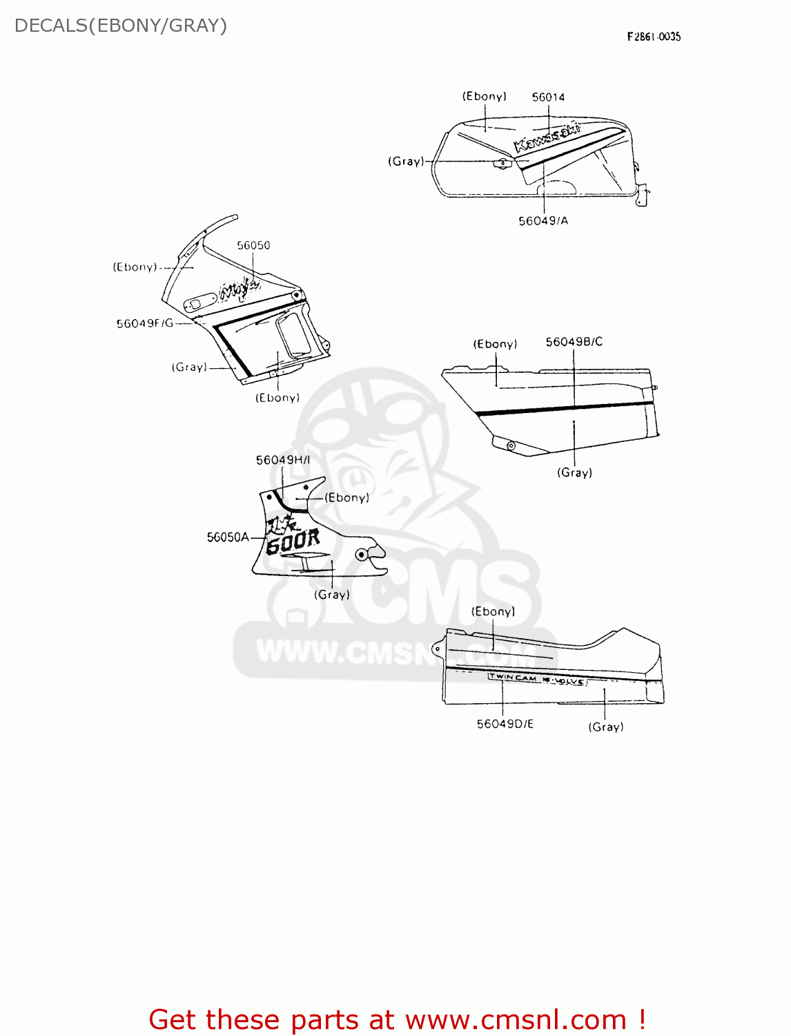 DECALS(EBONY/GRAY) ZX600C5 NINJA 600R 1992 USA CALIFORNIA