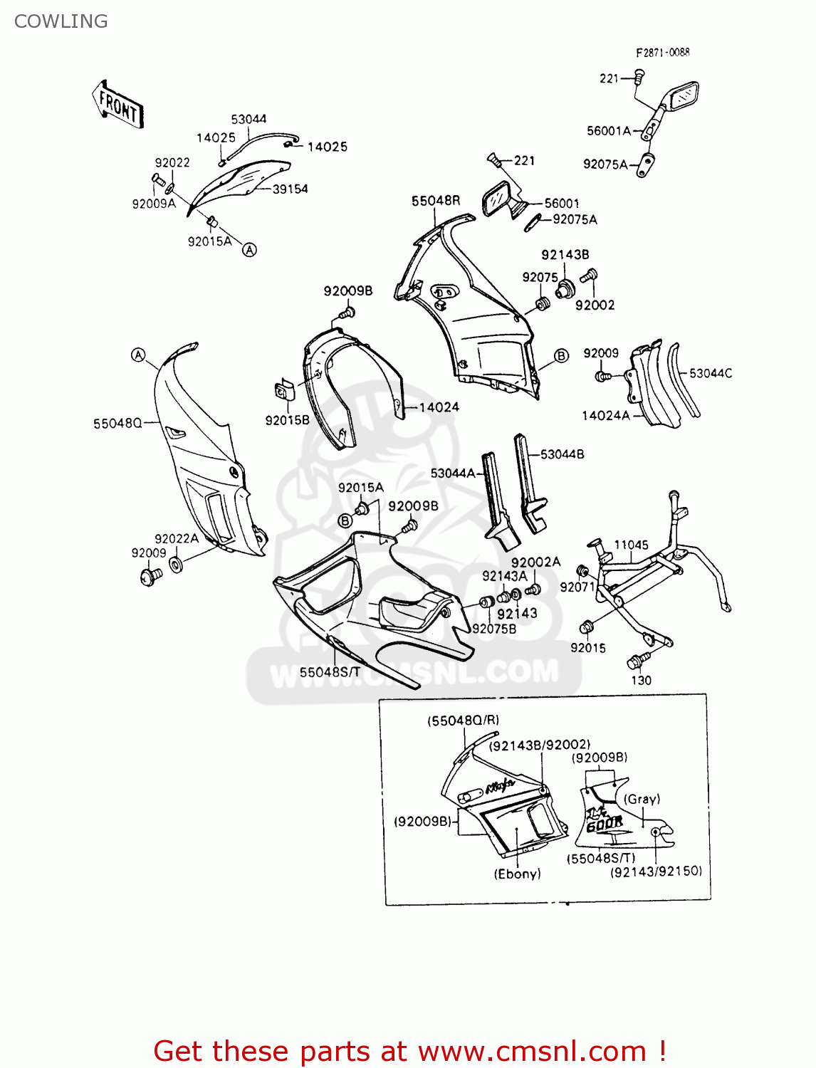 COWLING ZX600C5 NINJA 600R 1992 USA CALIFORNIA