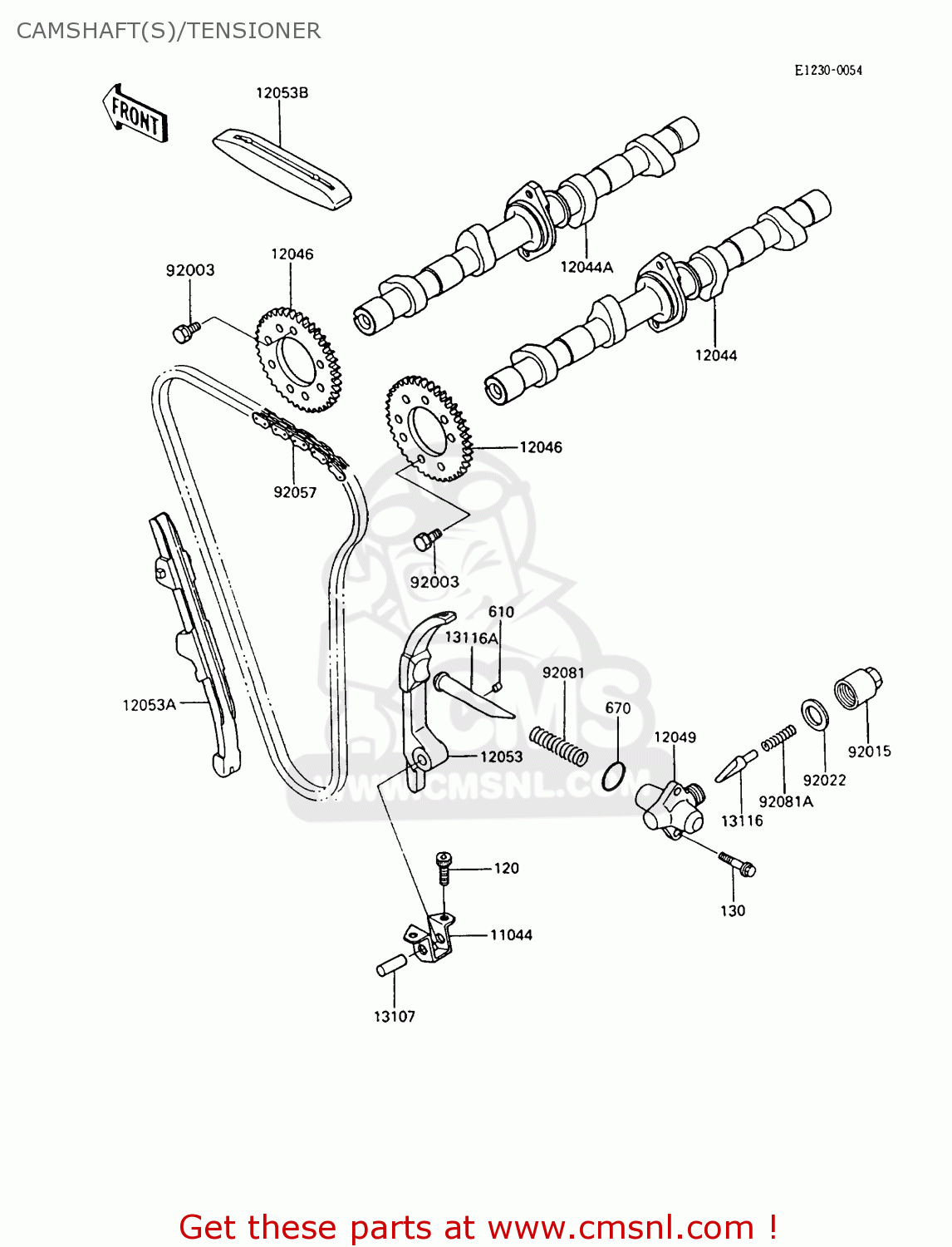 CAMSHAFT(S)/TENSIONER ZX600C6 GPX600R 1993 UNITED KINGDOM NL FG SD