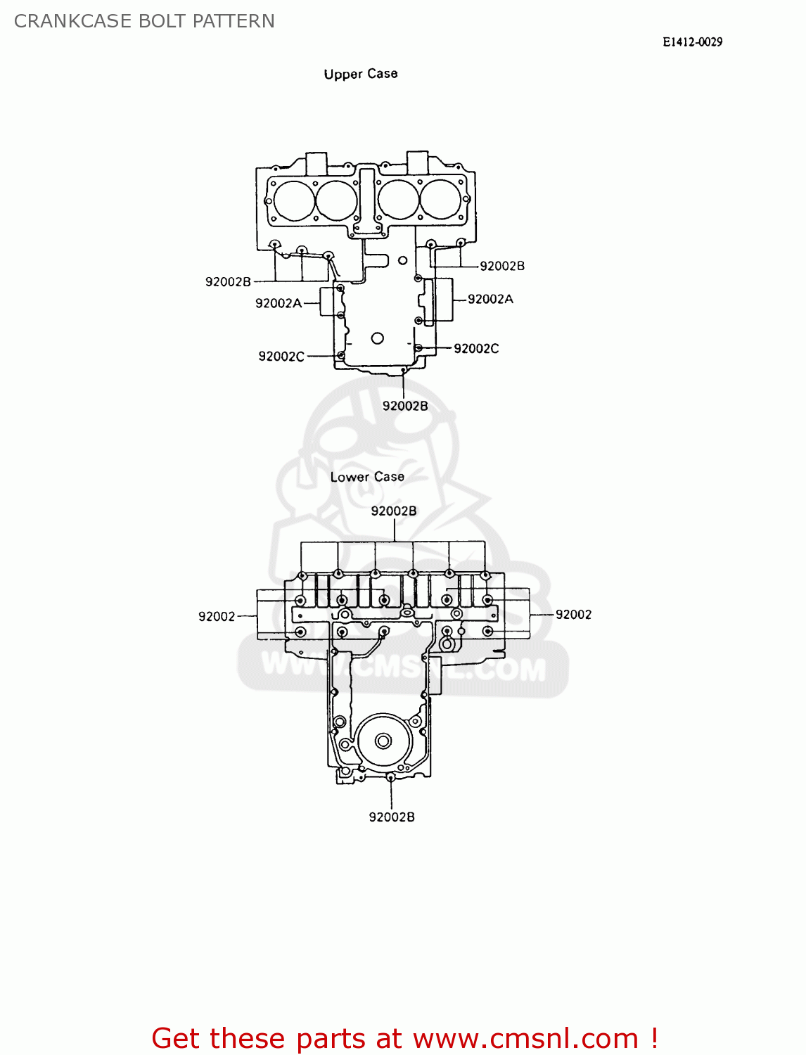 CRANKCASE BOLT PATTERN ZX600C6 GPX600R 1993 UNITED KINGDOM NL FG SD