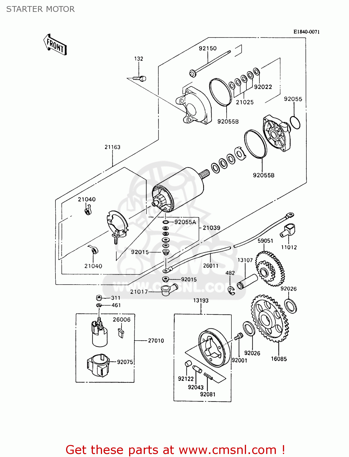 STARTER MOTOR ZX600C6 GPX600R 1993 UNITED KINGDOM NL FG SD
