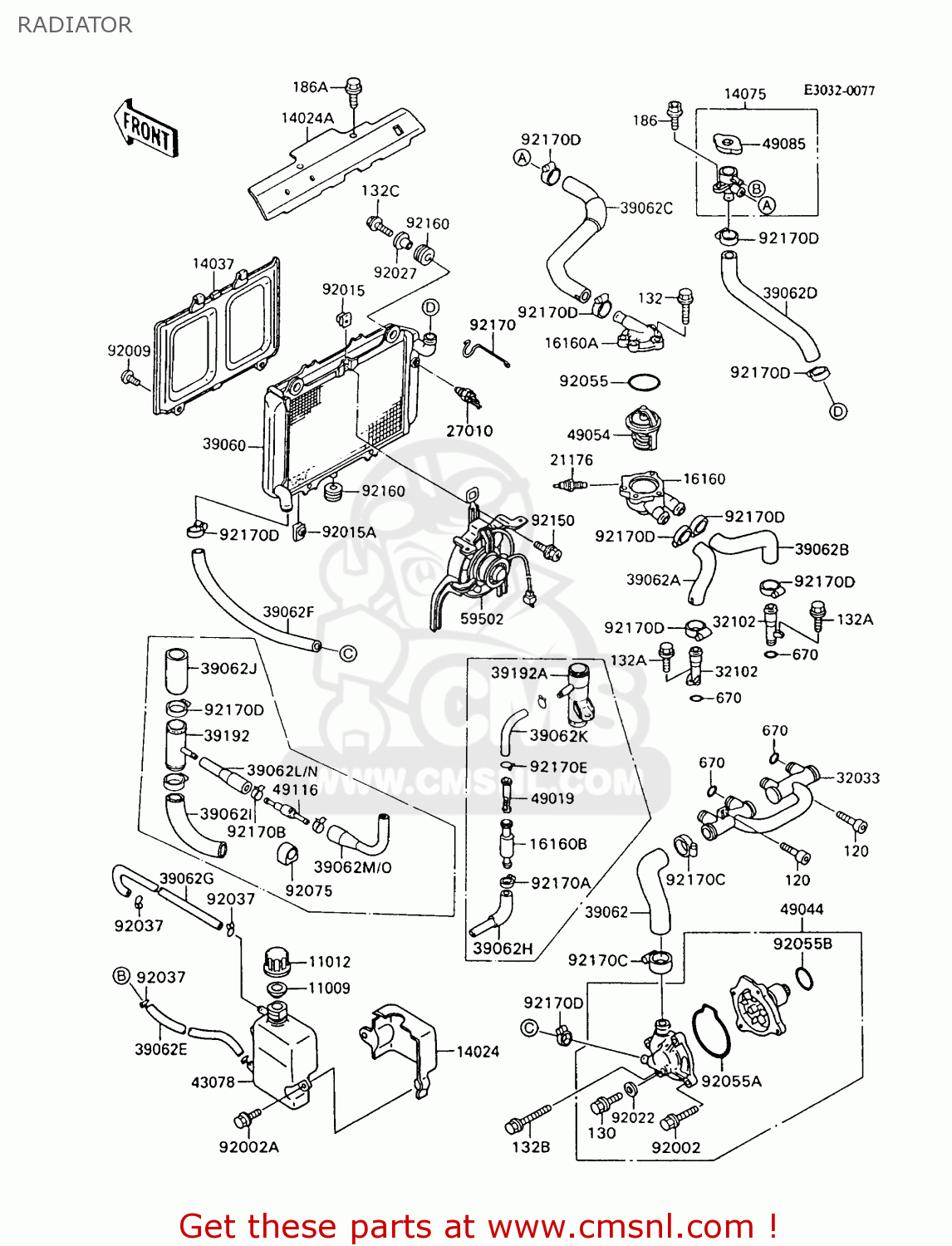RADIATOR ZX600C6 GPX600R 1993 UNITED KINGDOM NL FG SD
