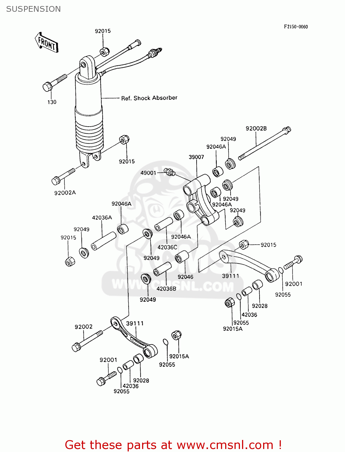 SUSPENSION ZX600C6 GPX600R 1993 UNITED KINGDOM NL FG SD
