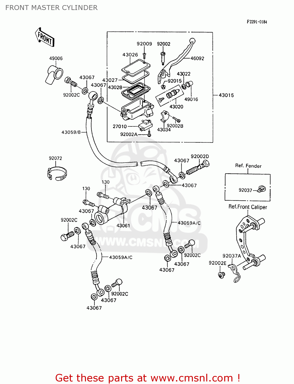 FRONT MASTER CYLINDER ZX600C6 GPX600R 1993 UNITED KINGDOM NL FG SD