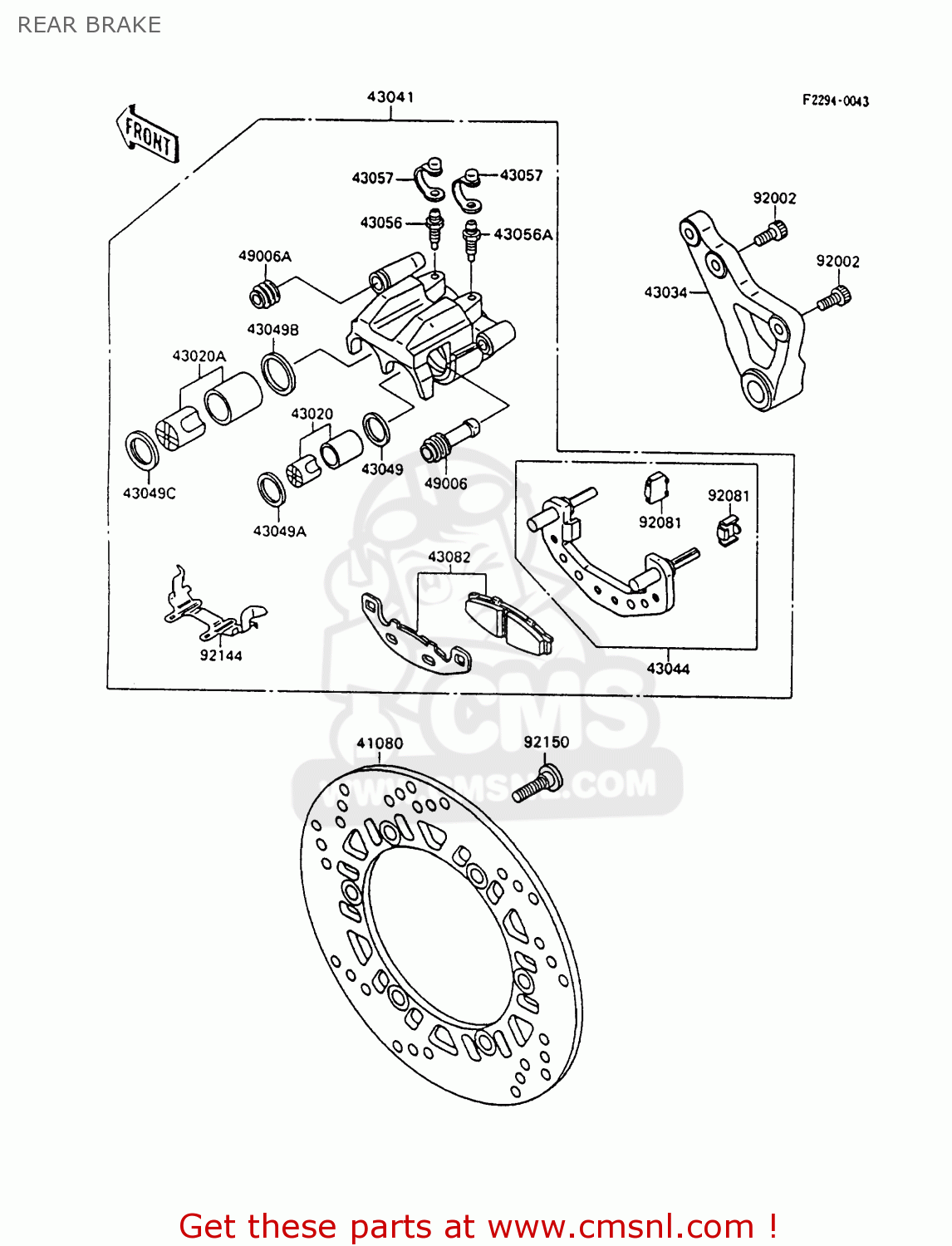 REAR BRAKE ZX600C6 GPX600R 1993 UNITED KINGDOM NL FG SD