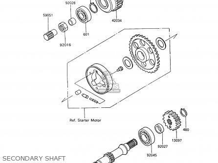 SECONDARY SHAFT - ZX600C6 GPX600R 1993 UNITED KINGDOM NL FG SD