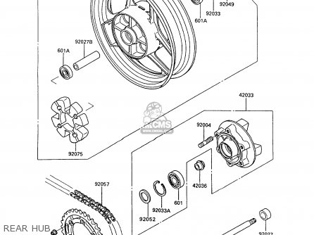 REAR HUB - ZX600C6 GPX600R 1993 UNITED KINGDOM NL FG SD