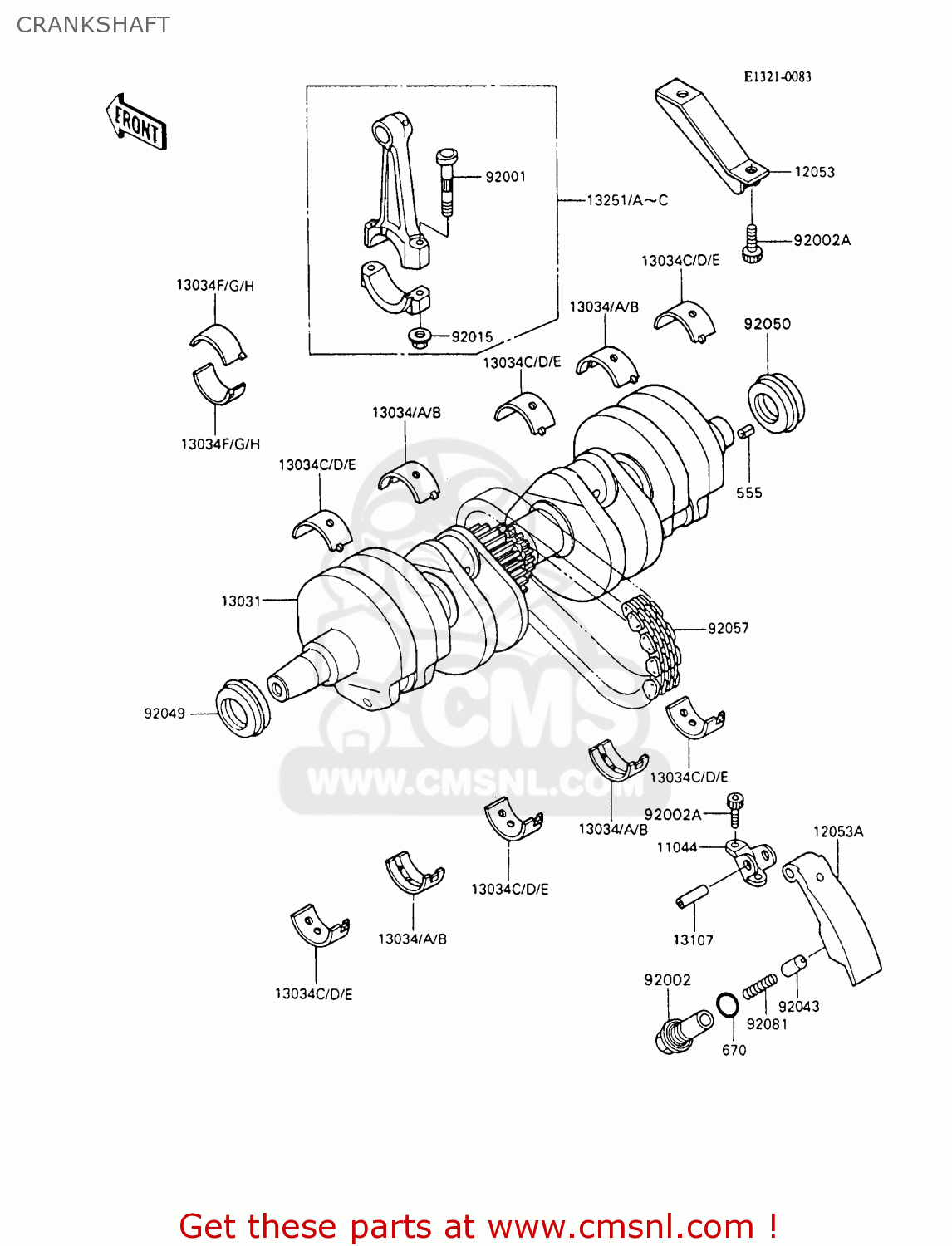 CRANKSHAFT ZX600C6 NINJA 600R 1993 USA CALIFORNIA