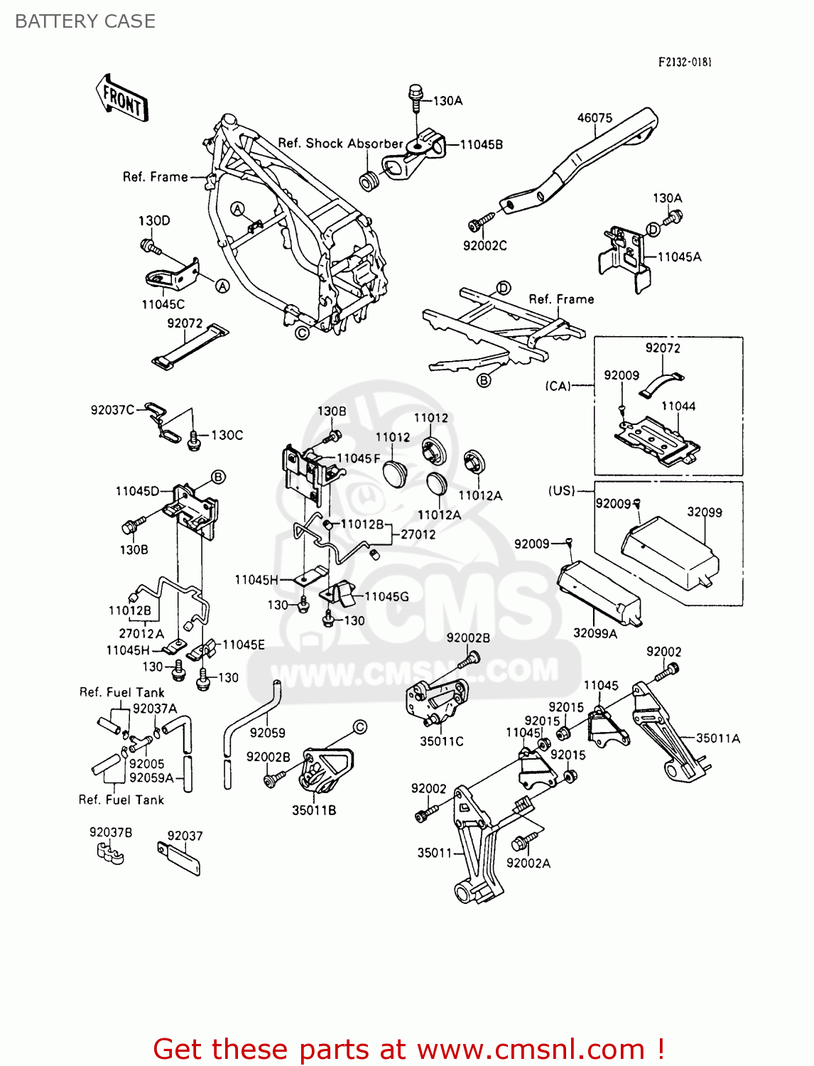 BATTERY CASE ZX600C6 NINJA 600R 1993 USA CALIFORNIA
