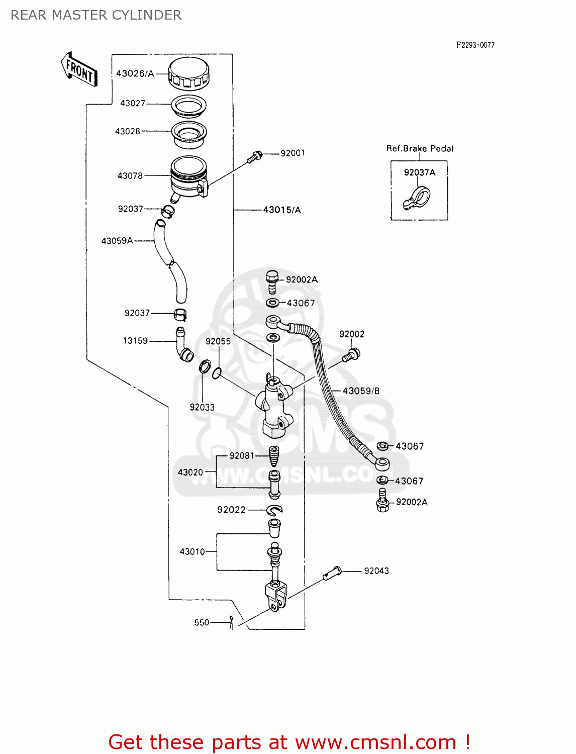 REAR MASTER CYLINDER ZX600C6 NINJA 600R 1993 USA CALIFORNIA