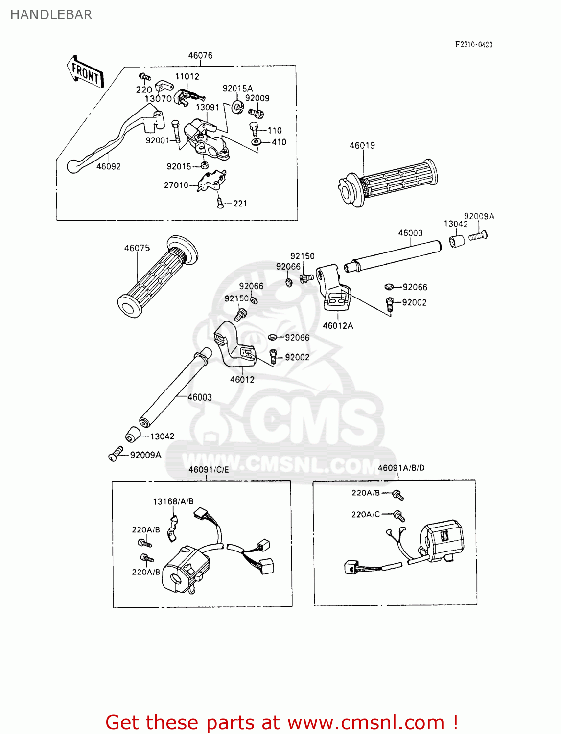 HANDLEBAR ZX600C6 NINJA 600R 1993 USA CALIFORNIA