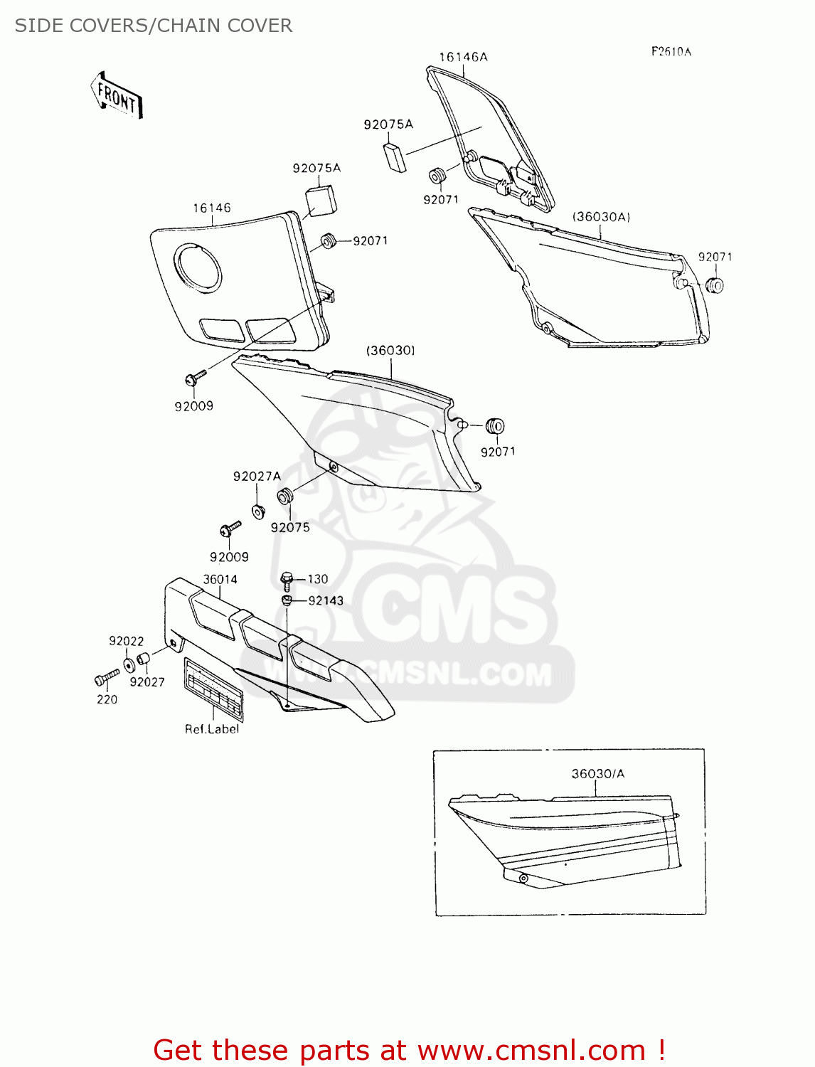 SIDE COVERS/CHAIN COVER ZX600C6 NINJA 600R 1993 USA CALIFORNIA