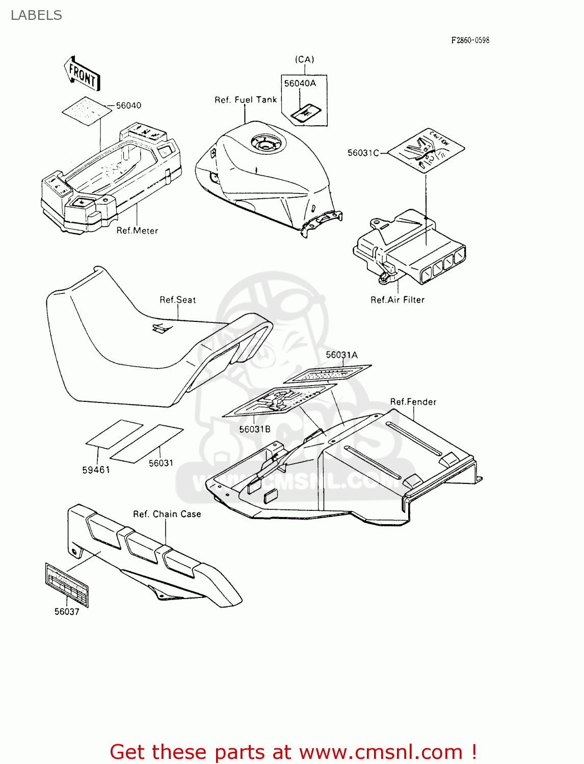 LABELS ZX600C6 NINJA 600R 1993 USA CALIFORNIA