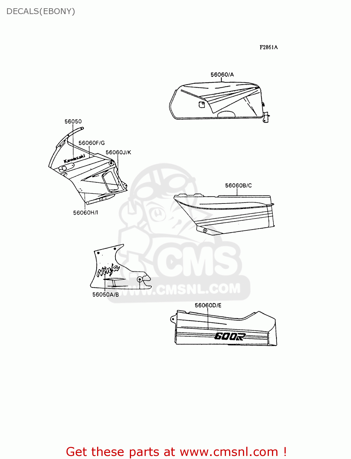 DECALS(EBONY) ZX600C6 NINJA 600R 1993 USA CALIFORNIA