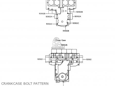 CRANKCASE BOLT PATTERN - ZX600C6 NINJA 600R 1993 USA CALIFORNIA