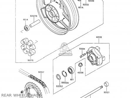 REAR WHEEL/CHAIN - ZX600C6 NINJA 600R 1993 USA CALIFORNIA