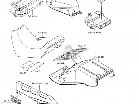 LABELS - ZX600C6 NINJA 600R 1993 USA CALIFORNIA