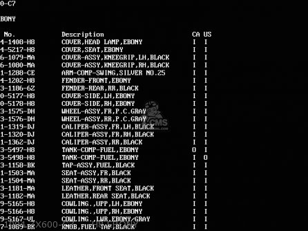 1994 ZX600-C7     H8 EBONY - ZX600C6 NINJA 600R 1993 USA CALIFORNIA