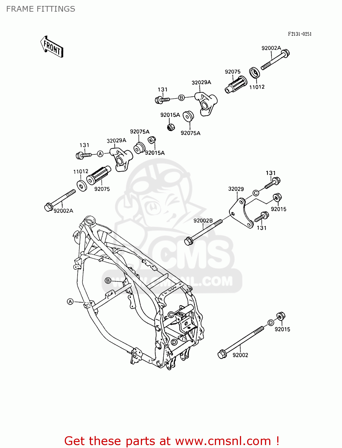 FRAME FITTINGS ZX600C7 GPX600R 1994 UNITED KINGDOM NL FG SD