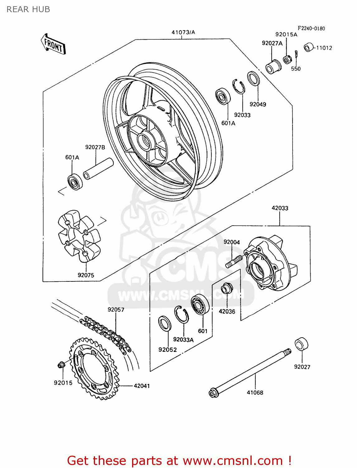 REAR HUB ZX600C7 GPX600R 1994 UNITED KINGDOM NL FG SD
