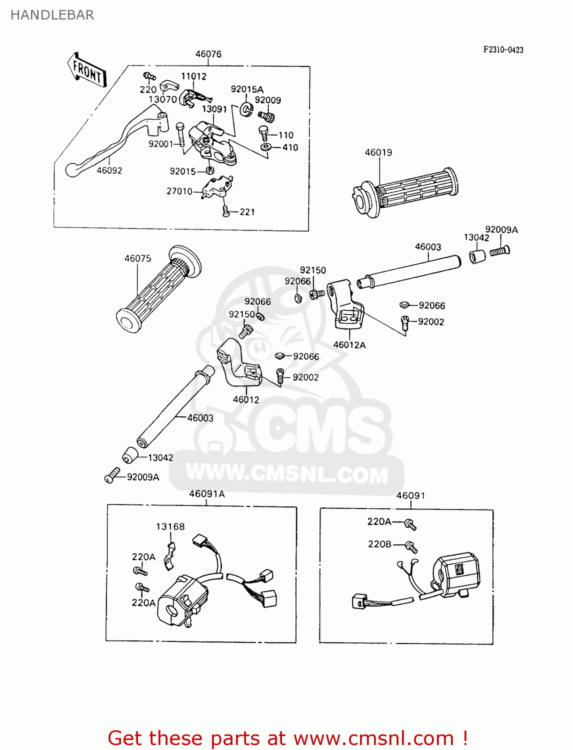 HANDLEBAR ZX600C7 GPX600R 1994 UNITED KINGDOM NL FG SD