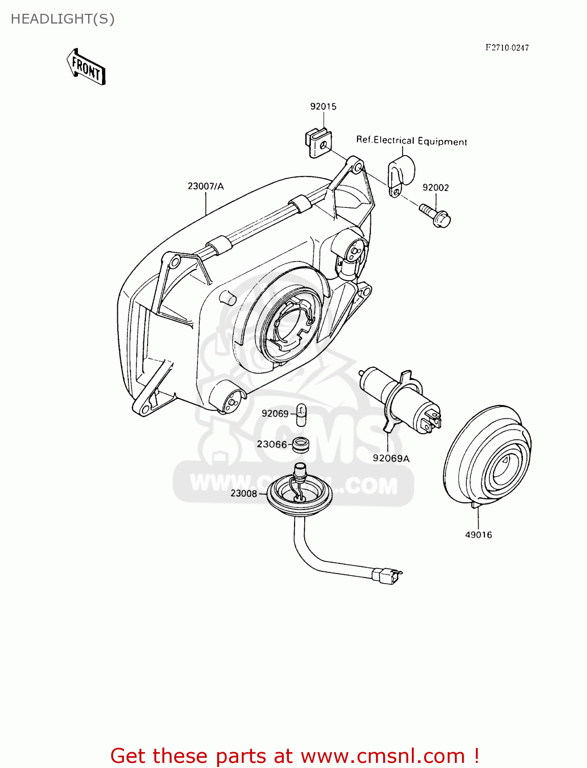 HEADLIGHT(S) ZX600C7 GPX600R 1994 UNITED KINGDOM NL FG SD