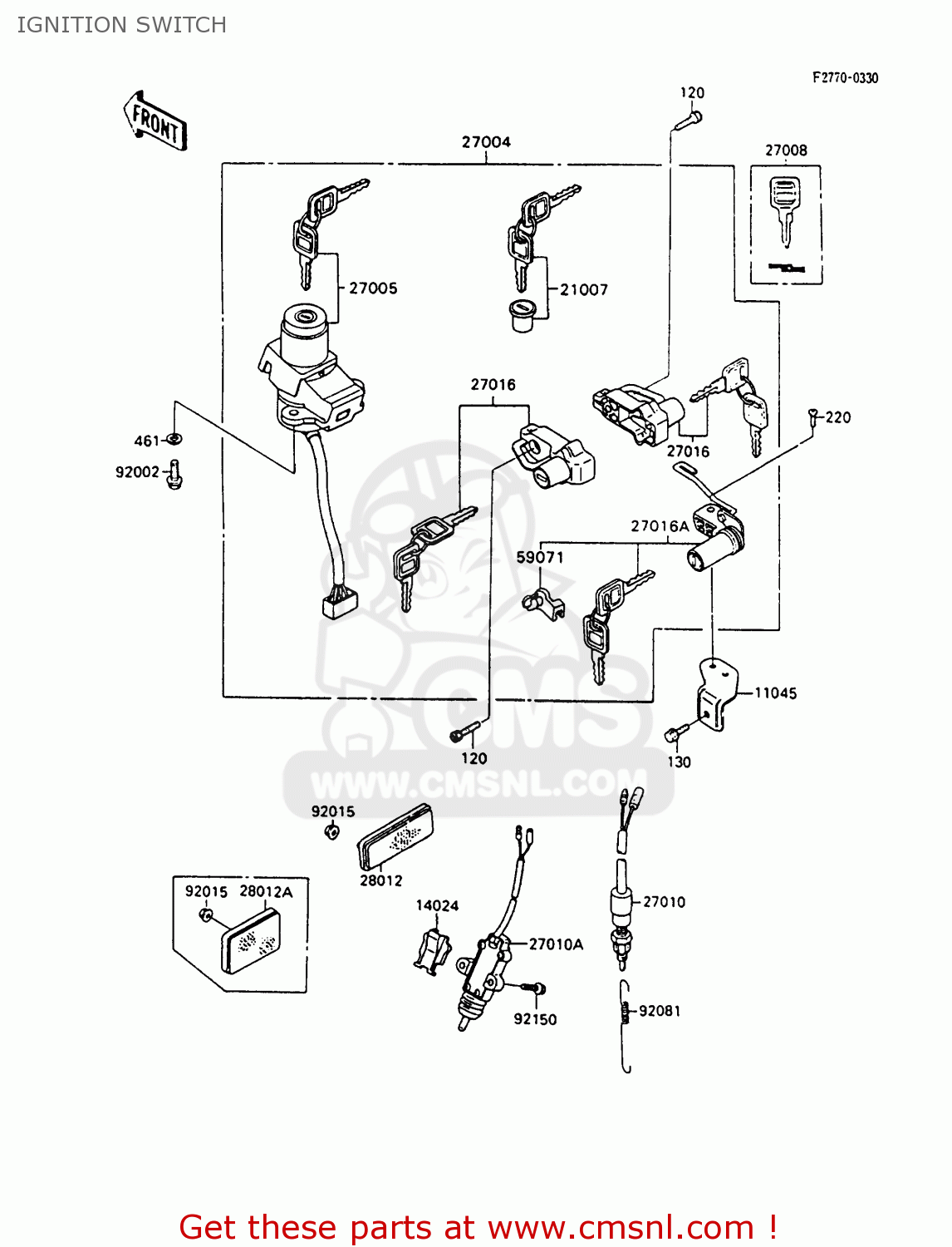 IGNITION SWITCH ZX600C7 GPX600R 1994 UNITED KINGDOM NL FG SD